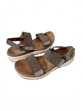 Josef Seibel Womens Estelle 04 Brown Leather Hook Loop Slingback Sandals Size 8